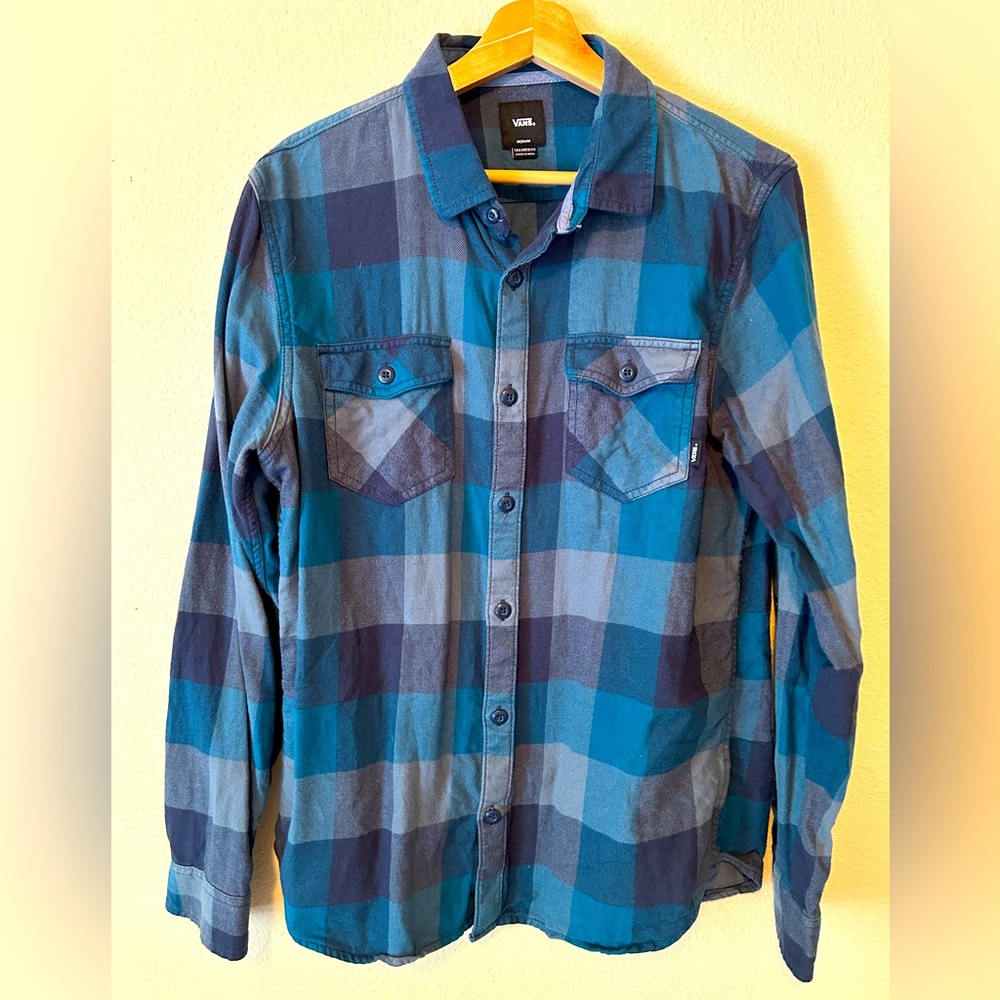 Vans Teal and Navy Plaid Shirt